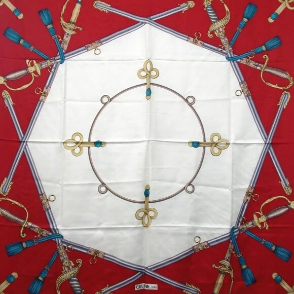 026143AO (S1) Celine Scarf Red Silk - Picture 2 of 12